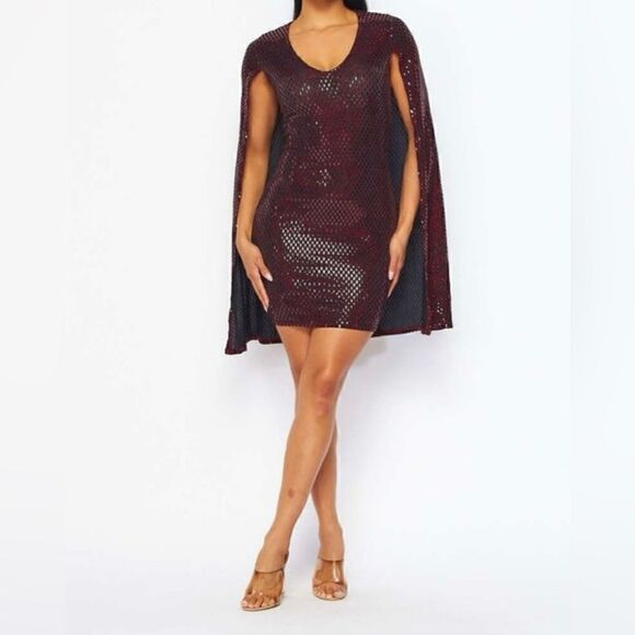 Red Cape Dress - Picture 2 of 6